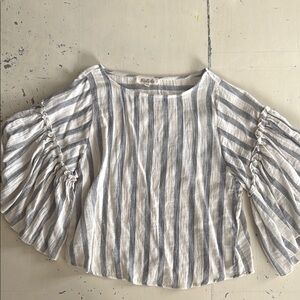 Striped Gray and White Women's Top